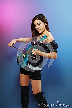 Girl with blue electric violin