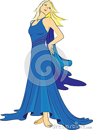 Girl in a blue evening dress