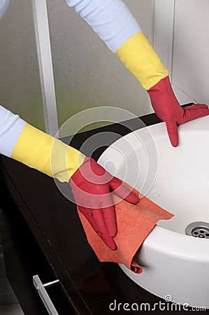 Girl cleaning the house