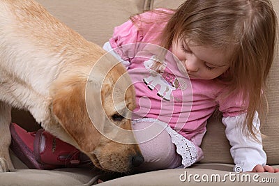 Girl and dog therapy