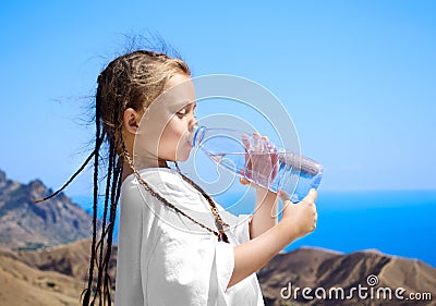 Girl drinks water