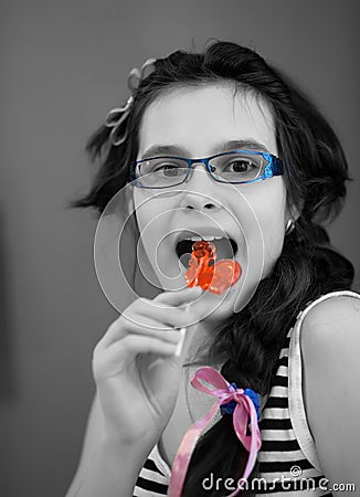 Girl eating candy