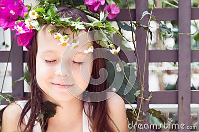 Girl with flower wreath