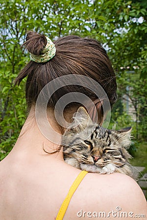 Girl And Her Cat