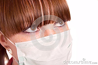 The girl in a medical mask