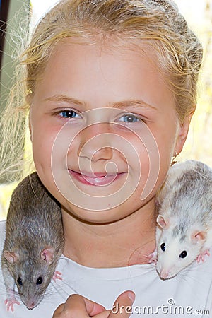 Girl with pet rat