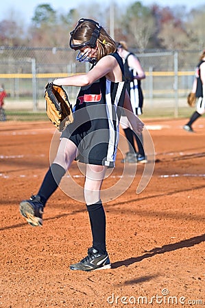 Girl Playing Softball