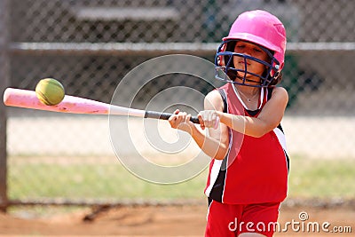 Girl Playing Softball