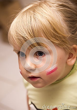 Girl with Polish flag on face