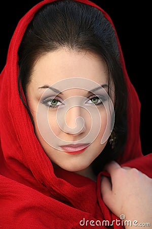 Girl in red scarf