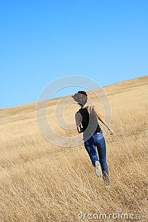 Girl running away