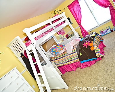 Girl s Bedroom with Bunk Bed