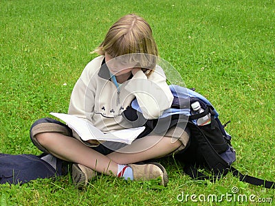 Girl studying in park