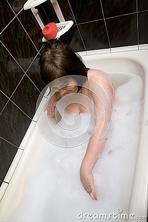 Girl takes a bath