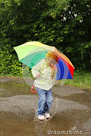 Girl with an umbrella in the rain