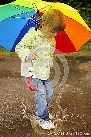 Girl with an umbrella in the rain