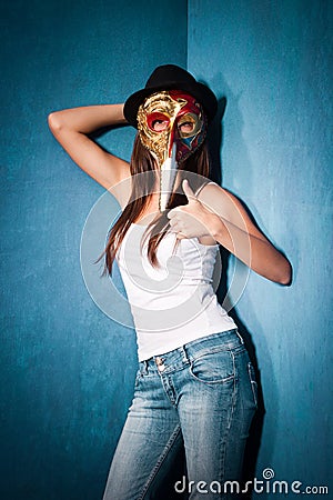 Girl with Venetian mask