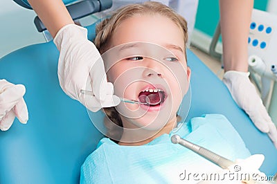 Girl visiting dentists, visit the dentist