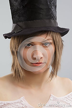 Girl wearing top hat