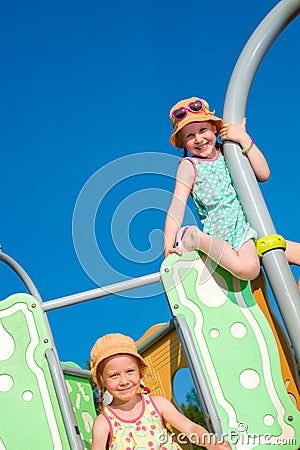 Girls and jungle gym