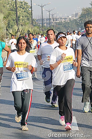 Girls running at Hyderabad 10K Run Event, India