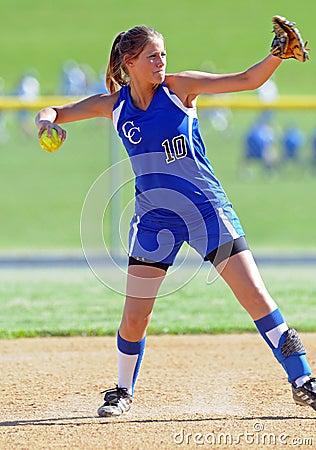 Girls softball - throwing from the infield