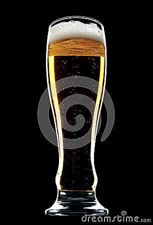 Glass of beer isolated over a black background