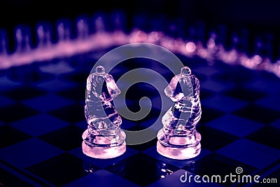 Glass chess knights