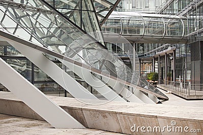 Glass and metal structure of a business building