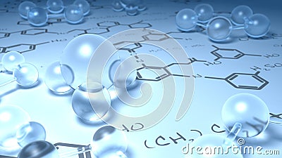 Glass molecules on a chemistry chart