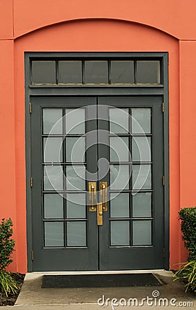 Glass-paneled double door