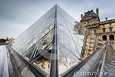 Glass Pyramid in Front of the Louvre Museum, Paris, France