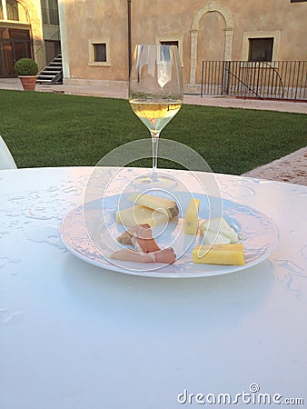 Glass of vine with refreshments