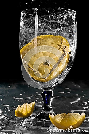 Glass of water with lemon