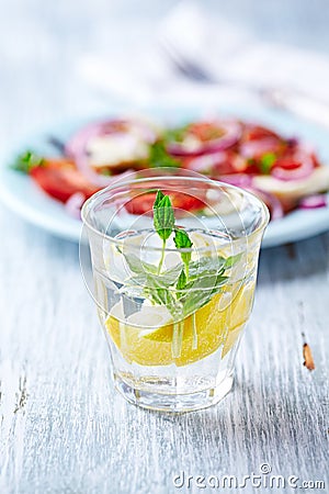Glass of Water with Lemon and Mint