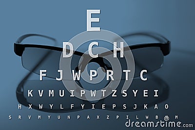 Glasses and eye test chart