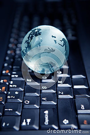 Globe on the computer keyboard