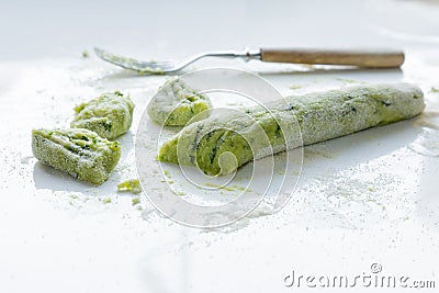 Gnocchi with wild garlic is Prepared