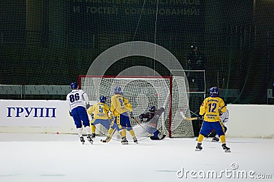 Goal in a gate of bandy team Zorkiy