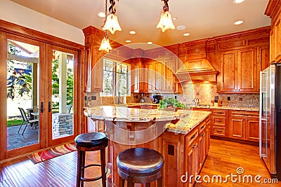 Gold kitchen room with island