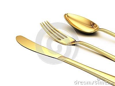 Gold knife, fork, spoon