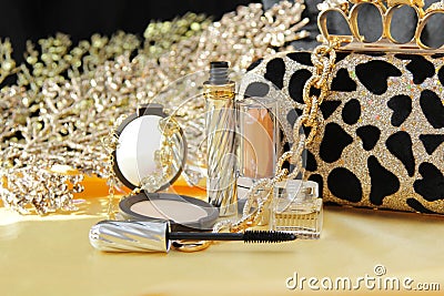 Gold make up set and jewelry