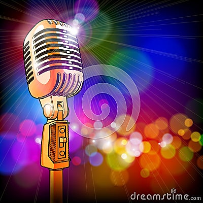 Gold microphone & color lights