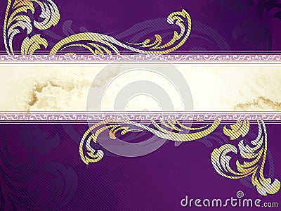 Gold and purple horizontal Victorian banner