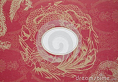 Golden Dragon and Swan on a Red Paper