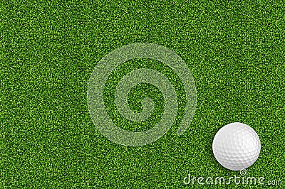 Golf ball on the green grass of the golf