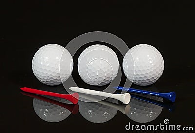 Golf Balls Red White Blue Tees