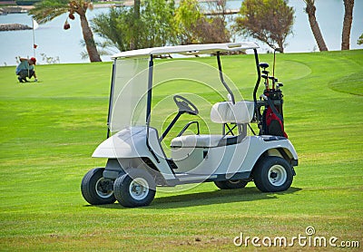 Golf buggy on a fairway