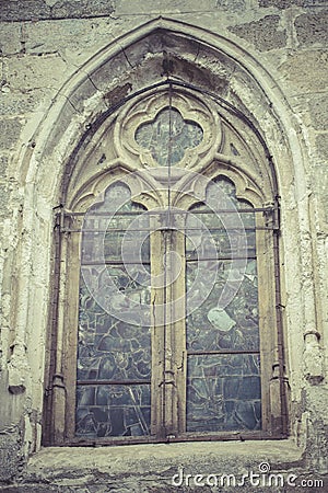 Gothic style window in the Cathedral of Toledo spain