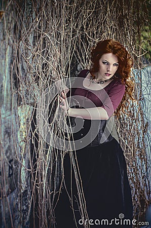 Gothic woman in black dress